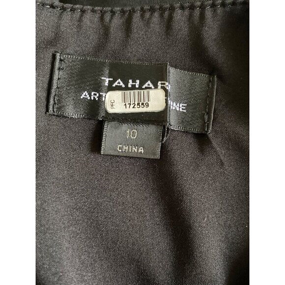 Tahari ASL Black Sleeveless Sheath Dress, Faux Belt Pockets Women's Size 10 - Picture 9 of 9